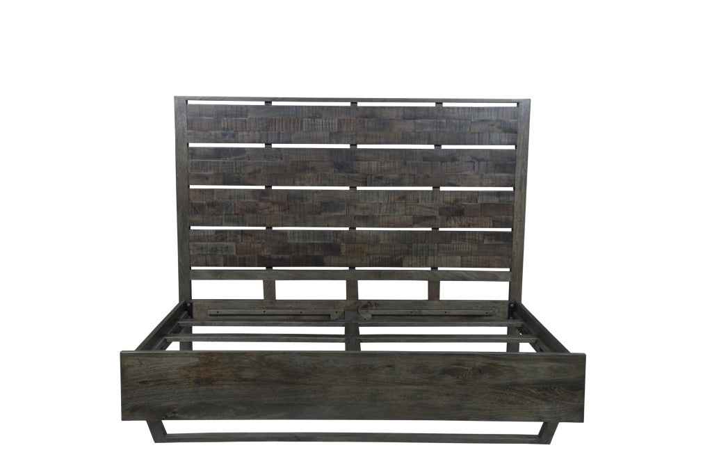 Dark Brown Solid Wood King Bed Frame