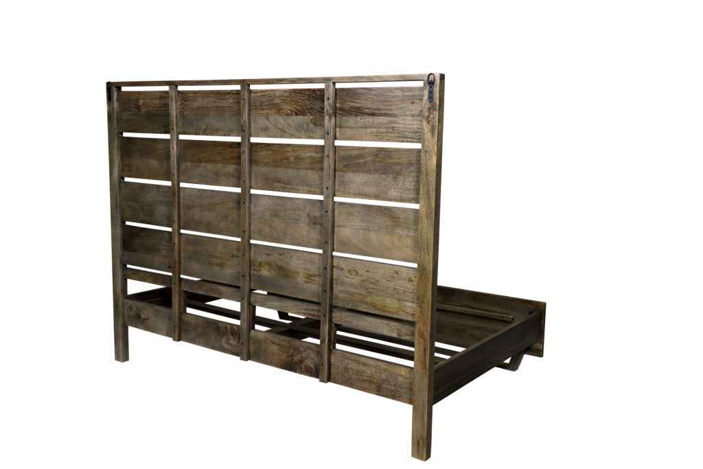 Dark Brown Solid Wood King Bed Frame