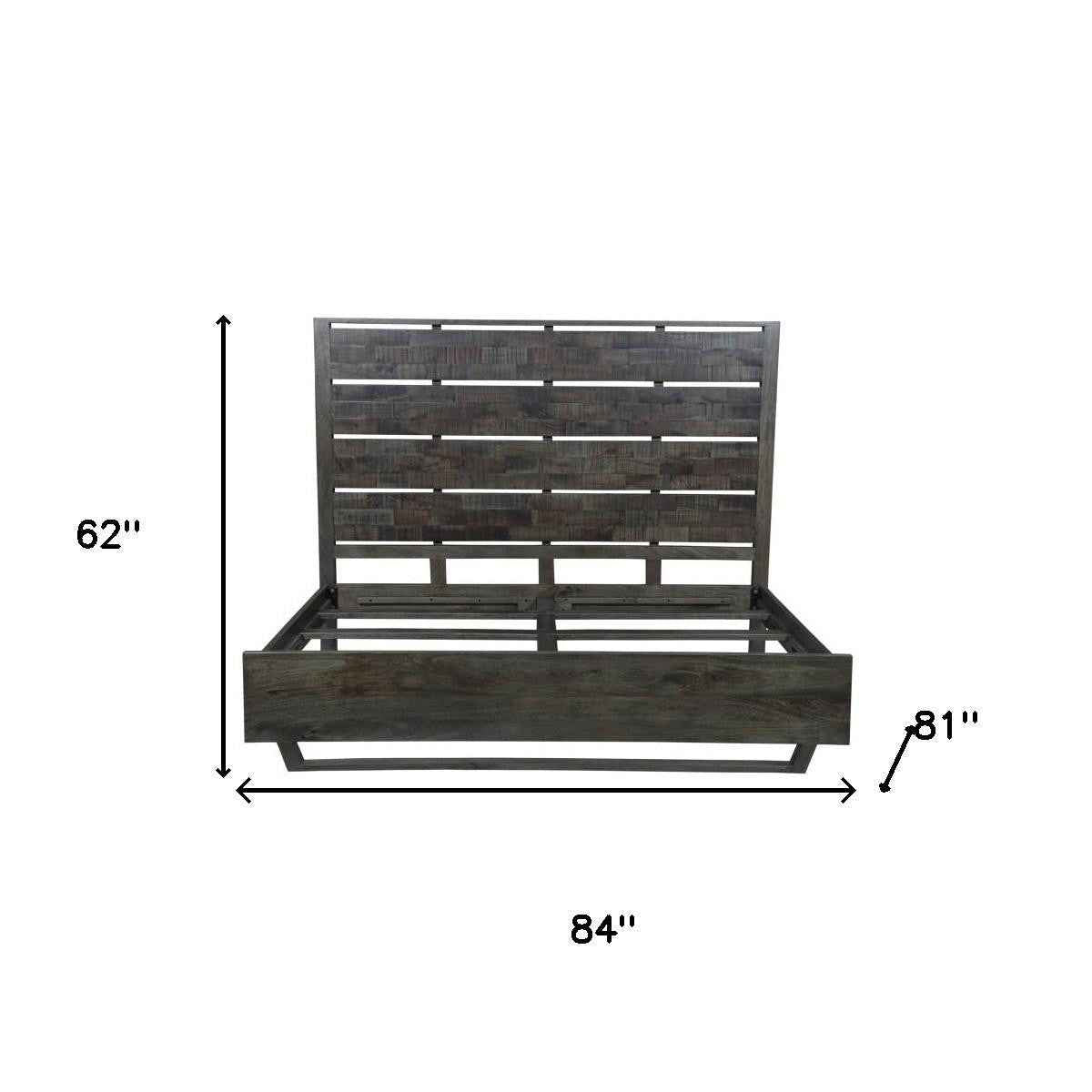 Dark Brown Solid Wood King Bed Frame