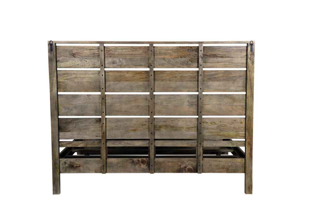 Dark Brown Solid Wood King Bed Frame