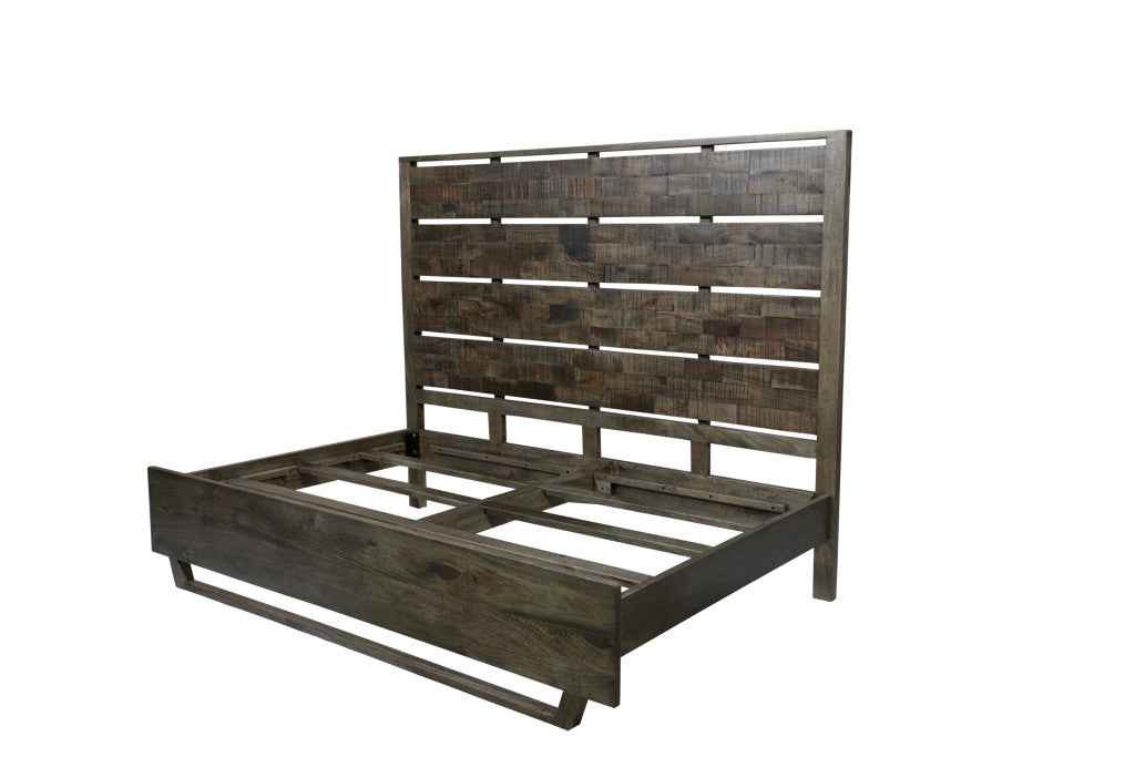 Dark Brown Solid Wood King Bed Frame
