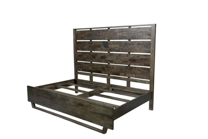 Dark Brown Solid Wood King Bed Frame