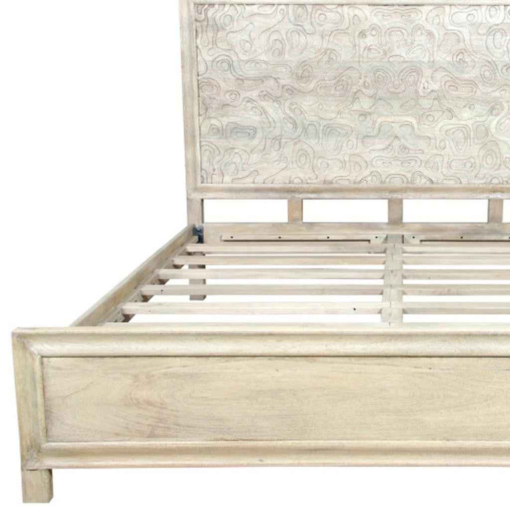 Gray Solid Wood King Bed Frame