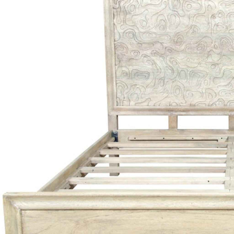 Gray Solid Wood King Bed Frame