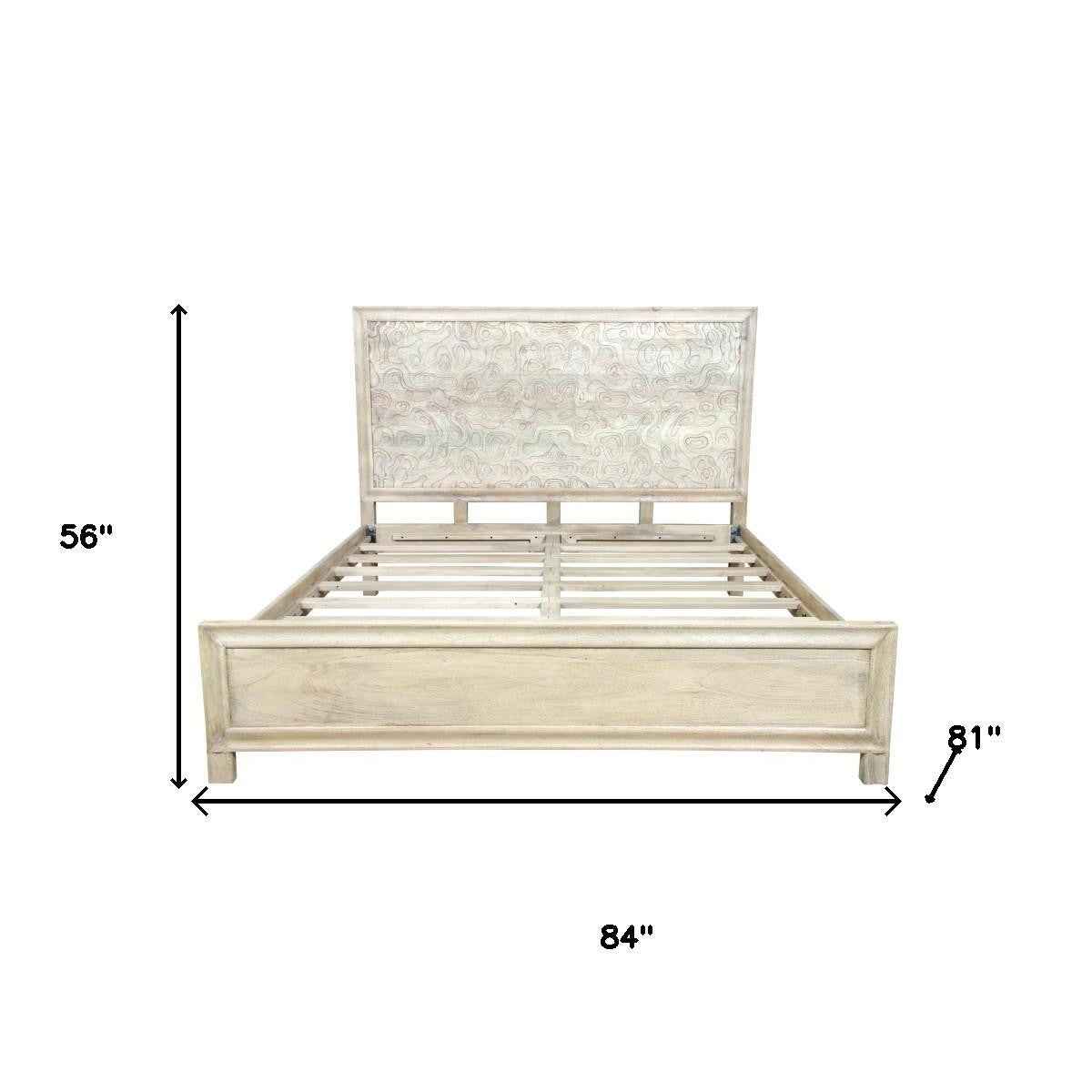 Gray Solid Wood King Bed Frame