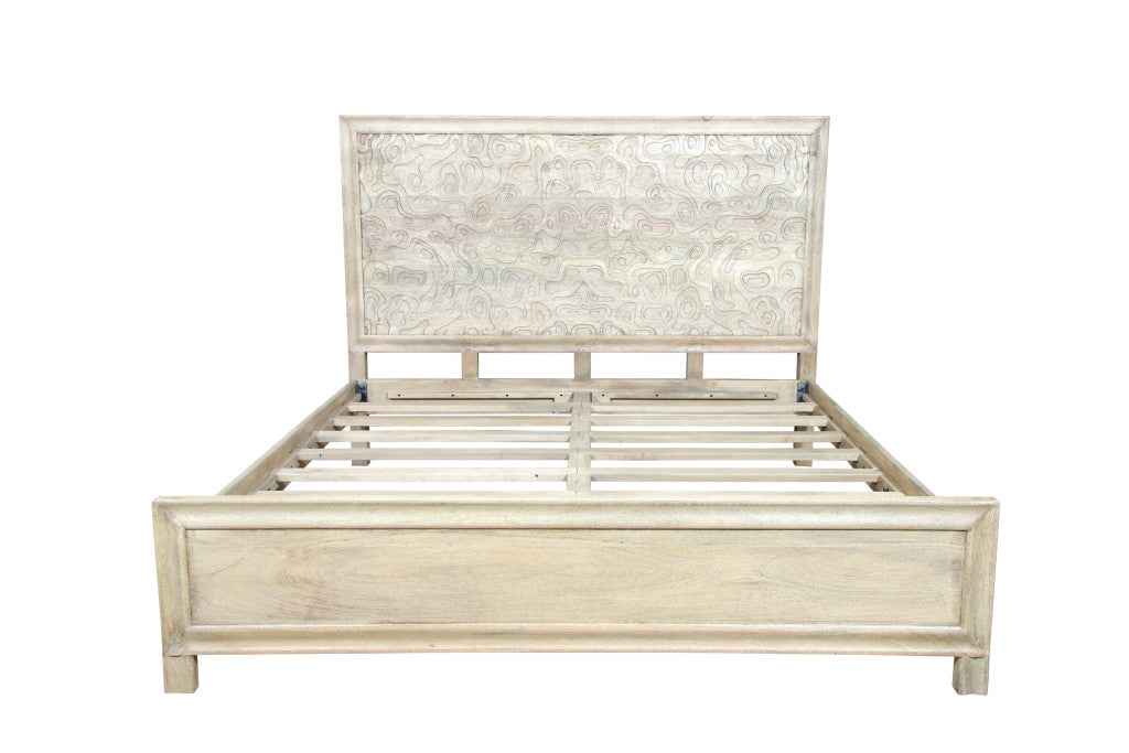 Gray Solid Wood King Bed Frame