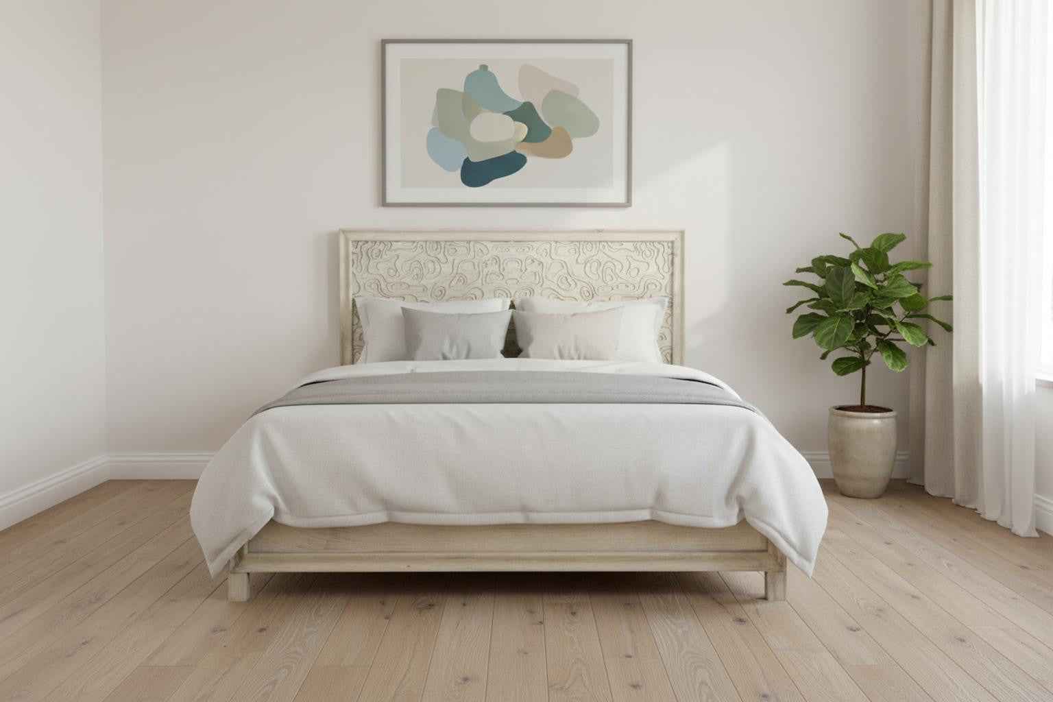 Gray Solid Wood King Bed Frame