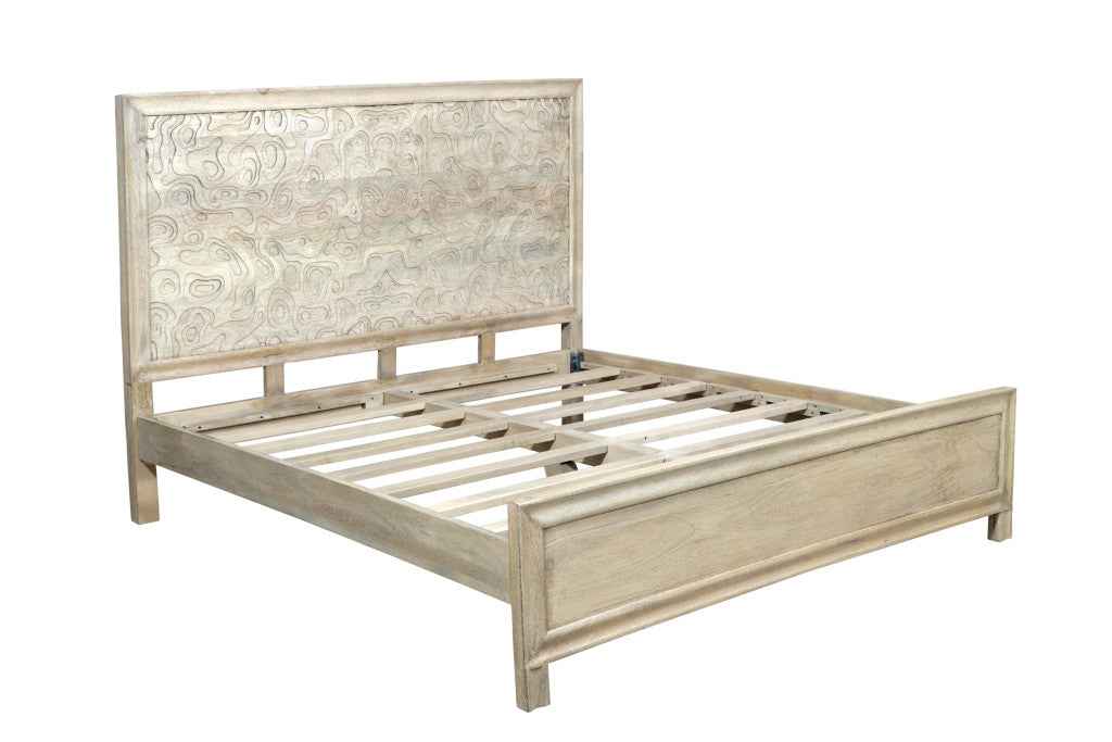 Gray Solid Wood King Bed Frame