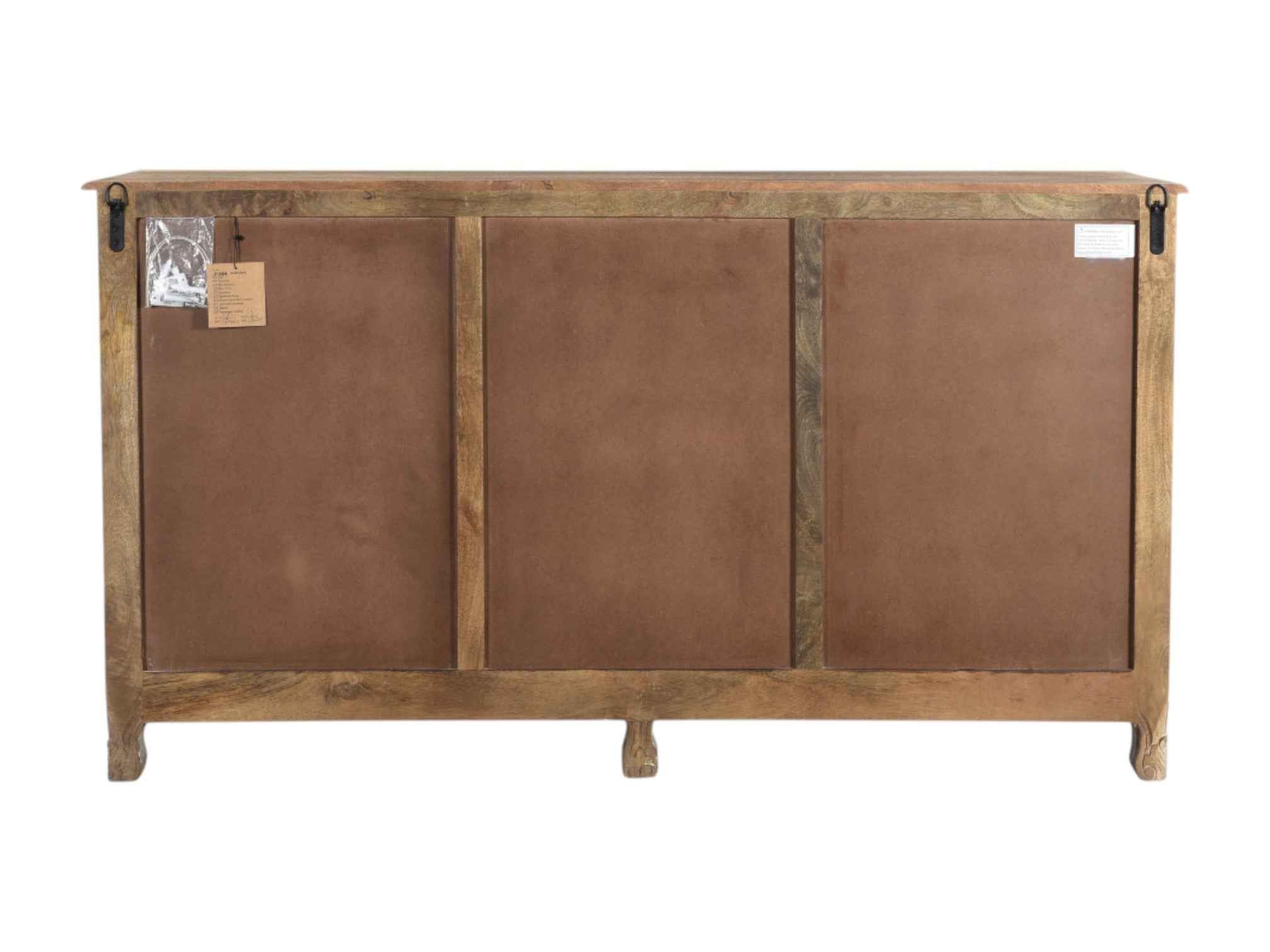 66" Gray Distressed Solid Wood Carved Floral Six Drawer Sideboard with Two Doors