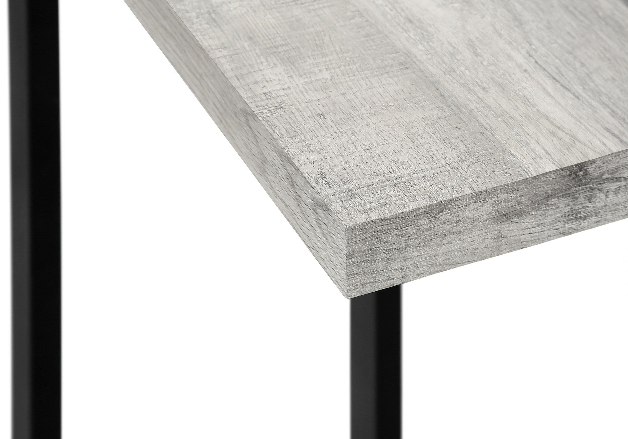 25" Gray and Black Distressed Wood and Iron End Table - Living Room
