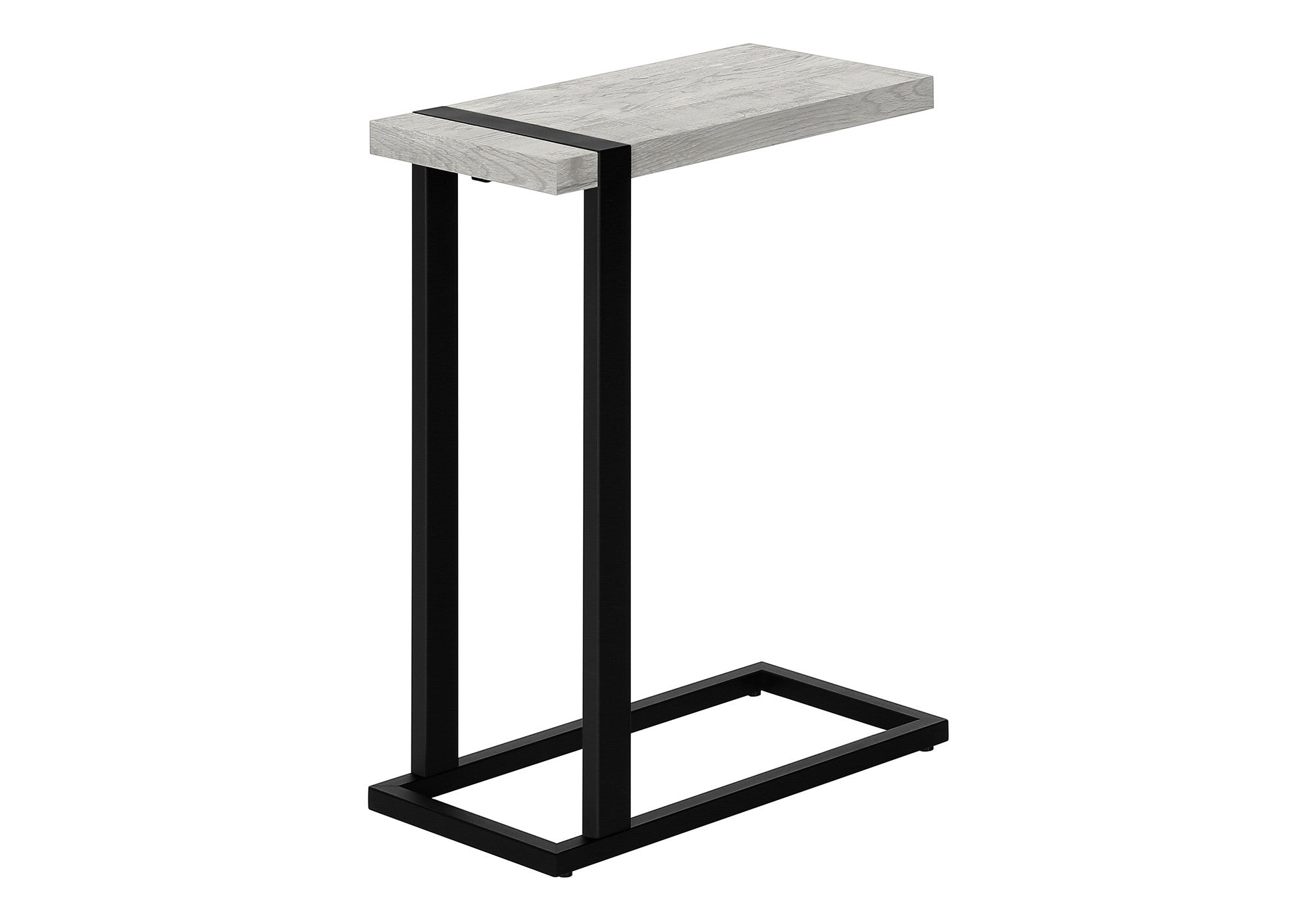 25" Gray and Black Distressed Wood and Iron End Table - Living Room