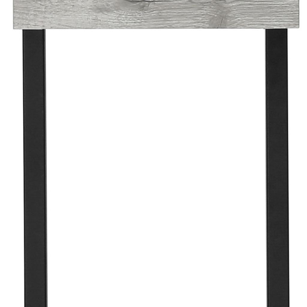 25" Gray and Black Distressed Wood and Iron End Table - Living Room