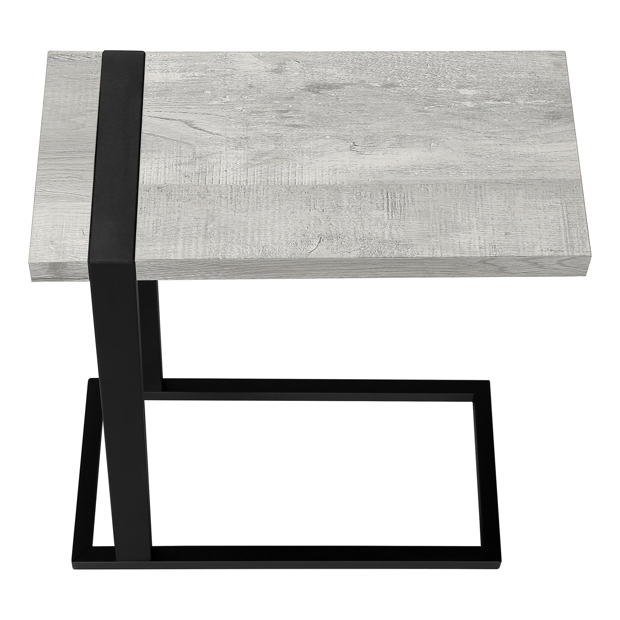 25" Gray and Black Distressed Wood and Iron End Table - Living Room