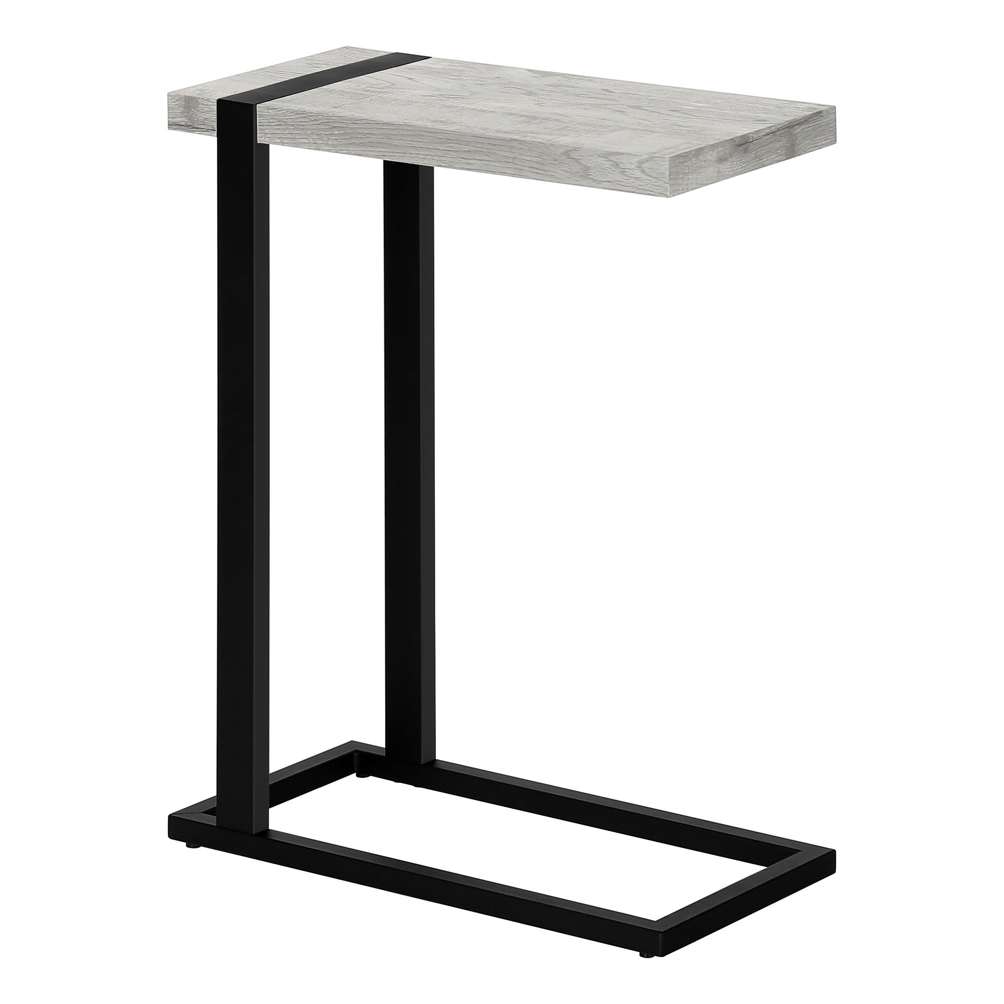25" Gray and Black Distressed Wood and Iron End Table - Living Room