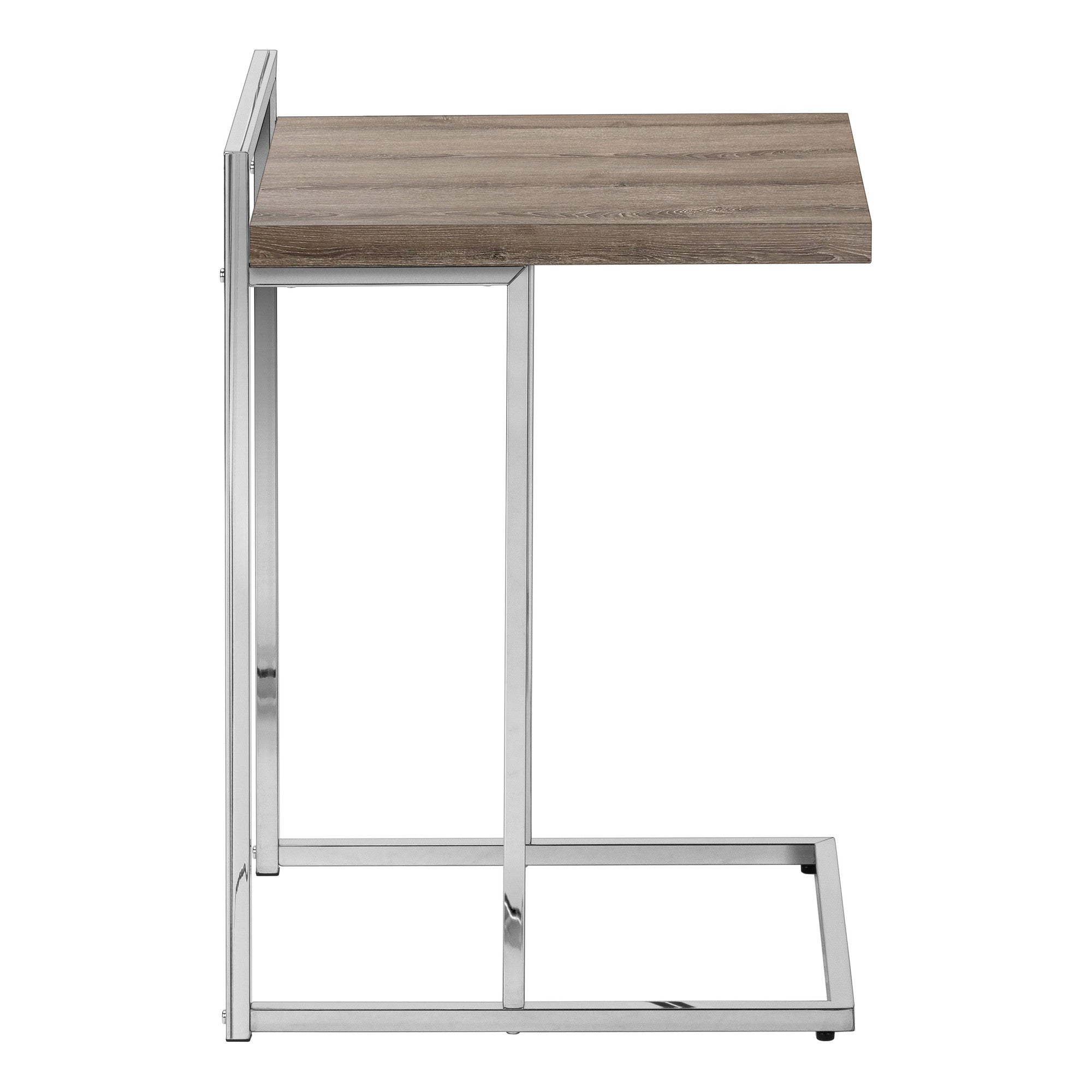 27" Taupe and Silver Wood and Iron End Table - Living Room