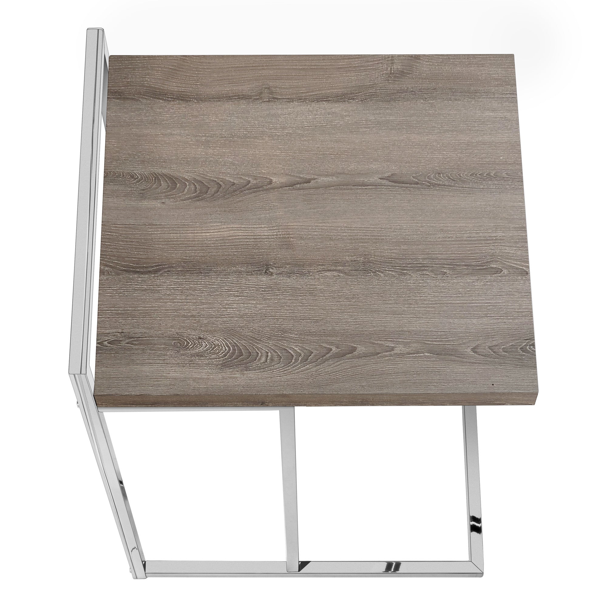 27" Taupe and Silver Wood and Iron End Table - Living Room