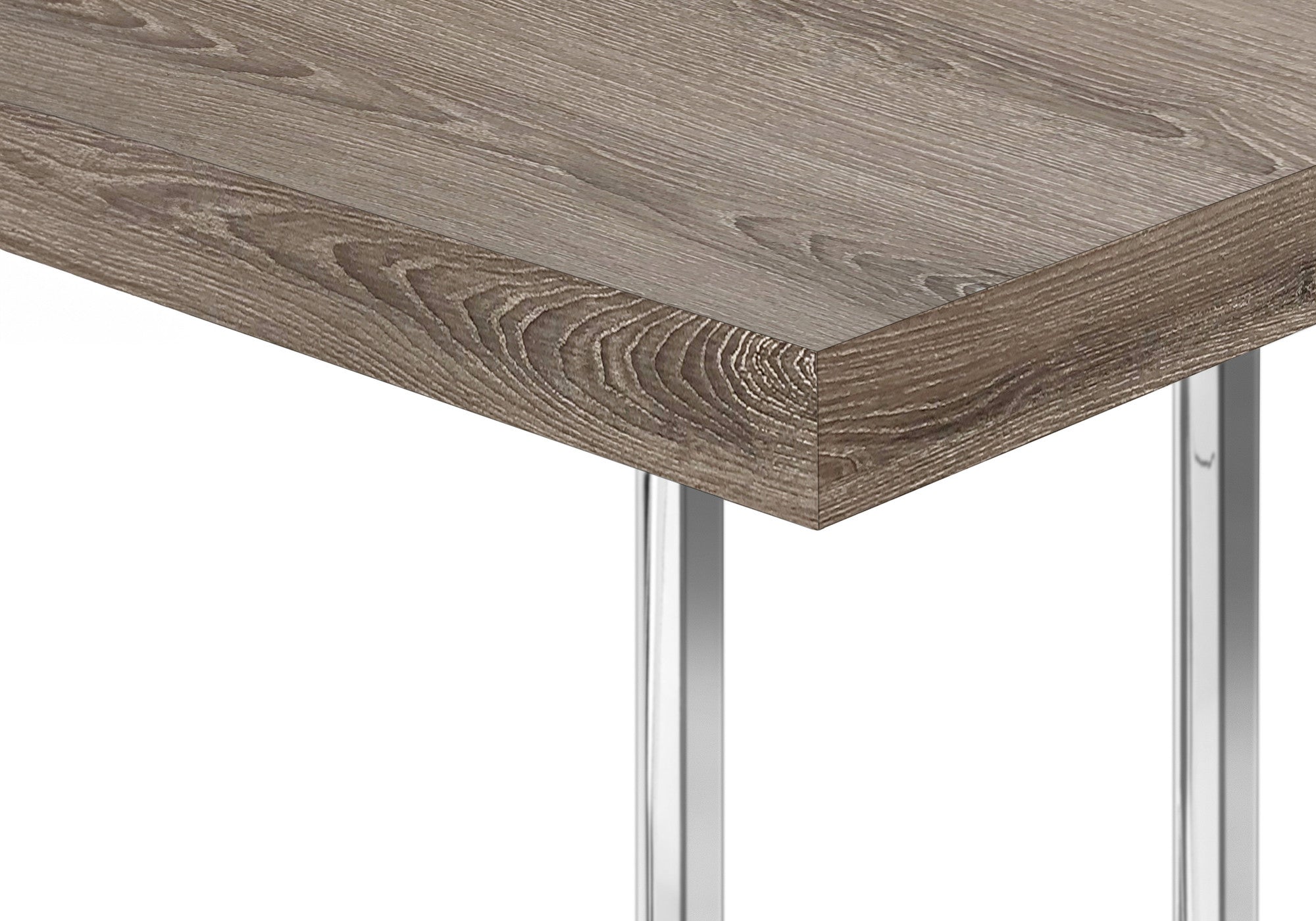 27" Taupe and Silver Wood and Iron End Table - Living Room