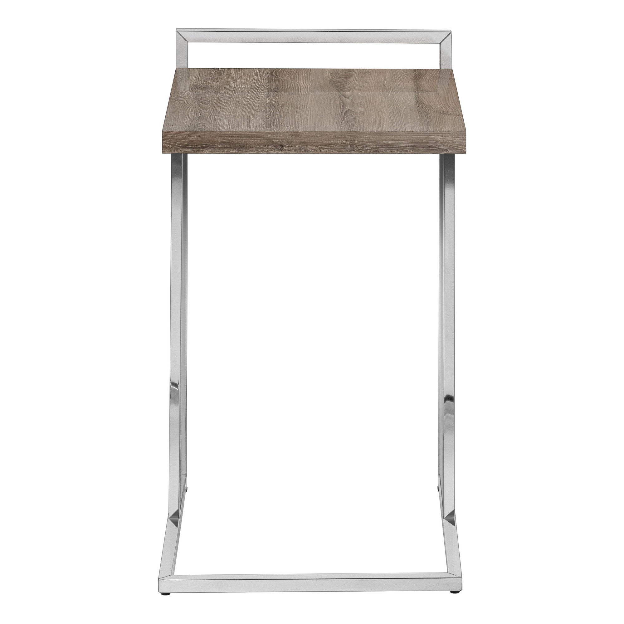 27" Taupe and Silver Wood and Iron End Table - Living Room