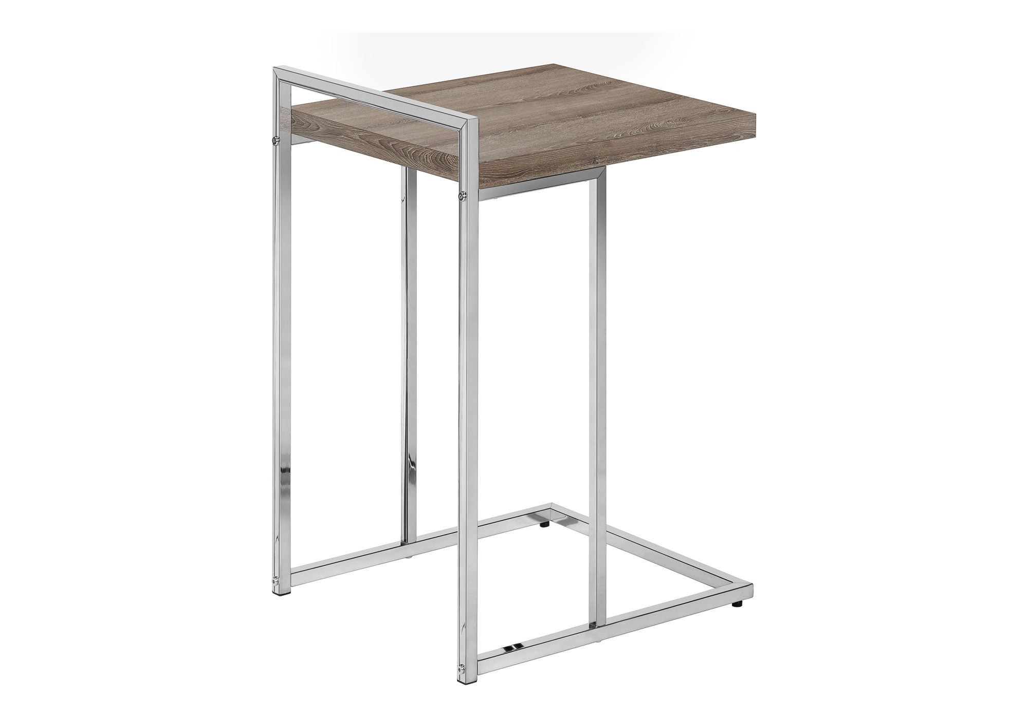 27" Taupe and Silver Wood and Iron End Table - Living Room