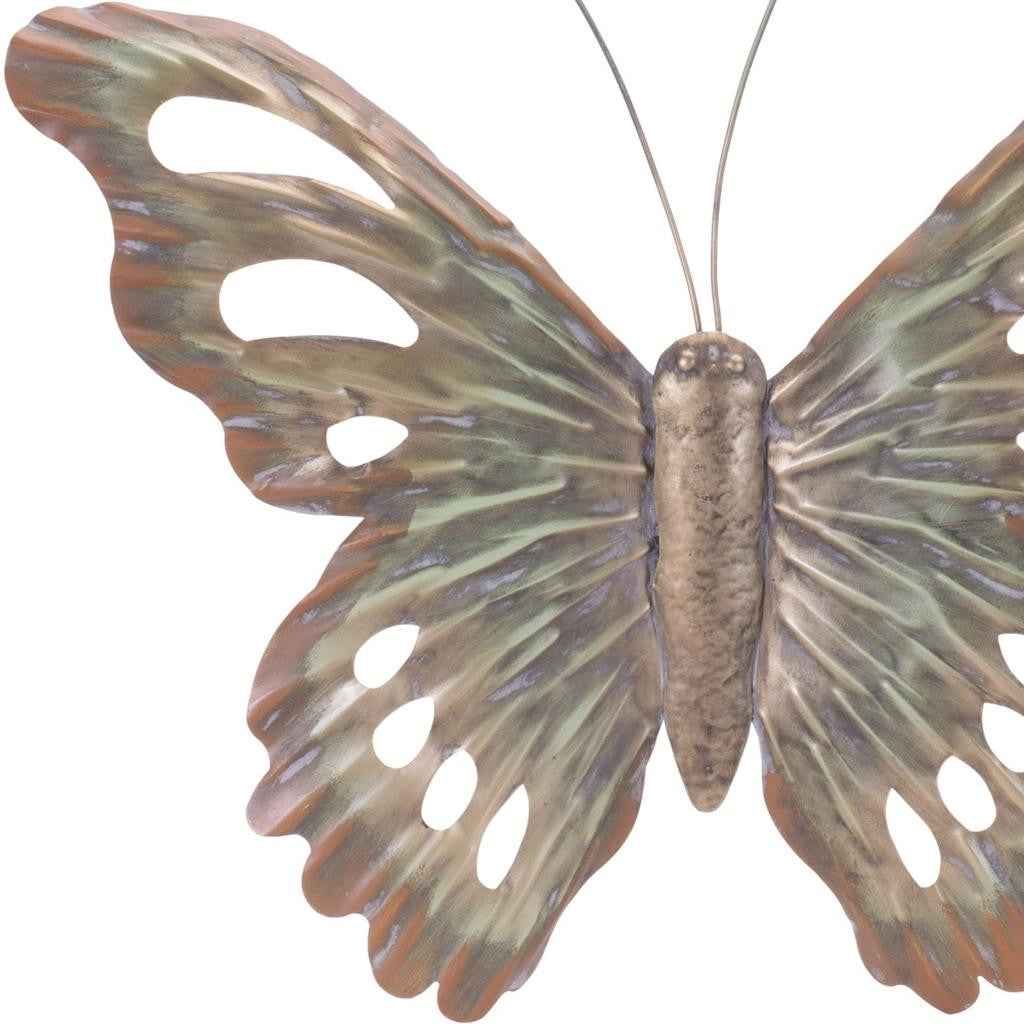 Set of Two Gold And Silver Metal Insect Garden Art