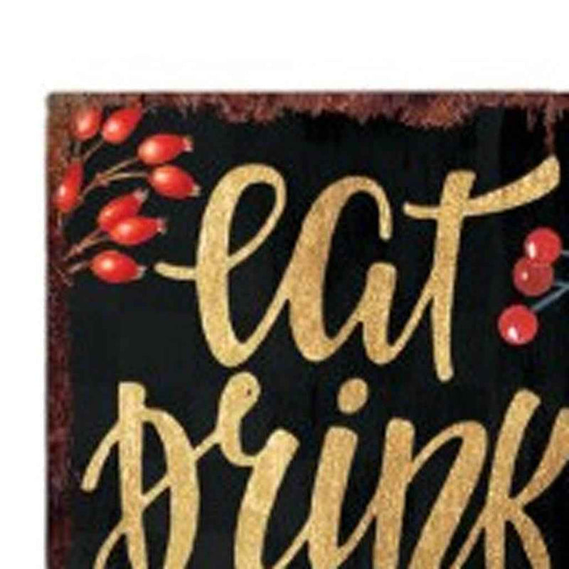 36" Black Gold Red And Green Christmas Reindeer Solid Wood Porch Sign