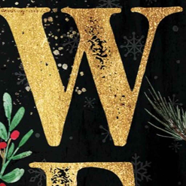 48" Black Gold Red And Green Christmas Poinsettia Solid Wood Porch Sign