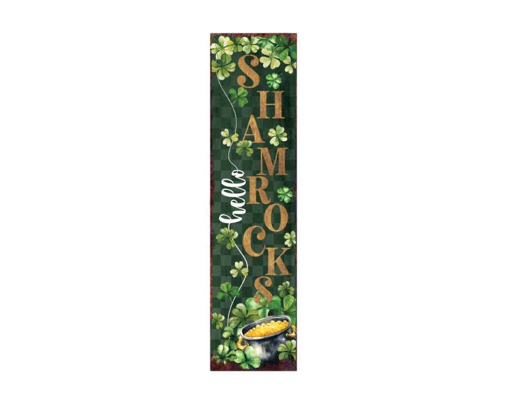 36" Black Gold And Green St Patrick's Day Solid Wood Porch Sign