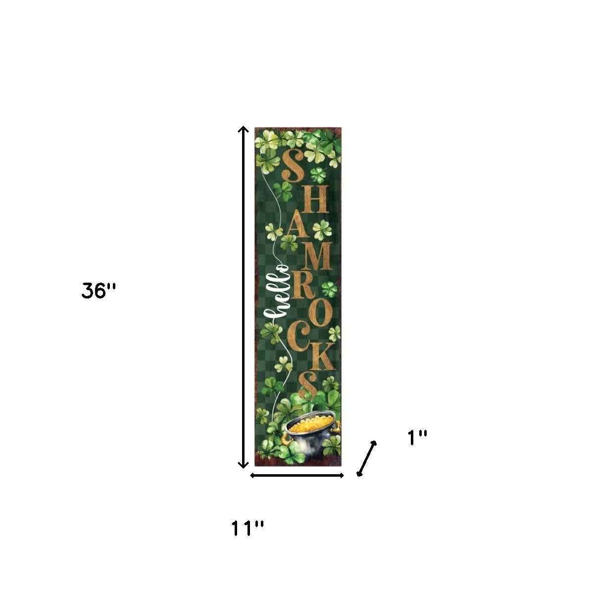 36" Black Gold And Green St Patrick's Day Solid Wood Porch Sign