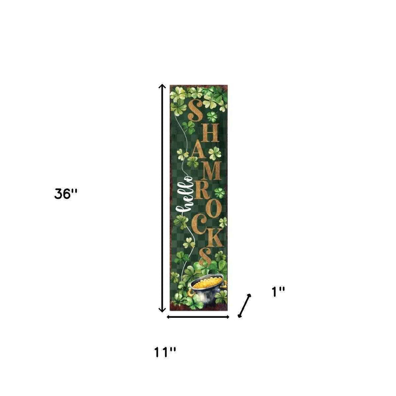 36" Black Gold And Green St Patrick's Day Solid Wood Porch Sign