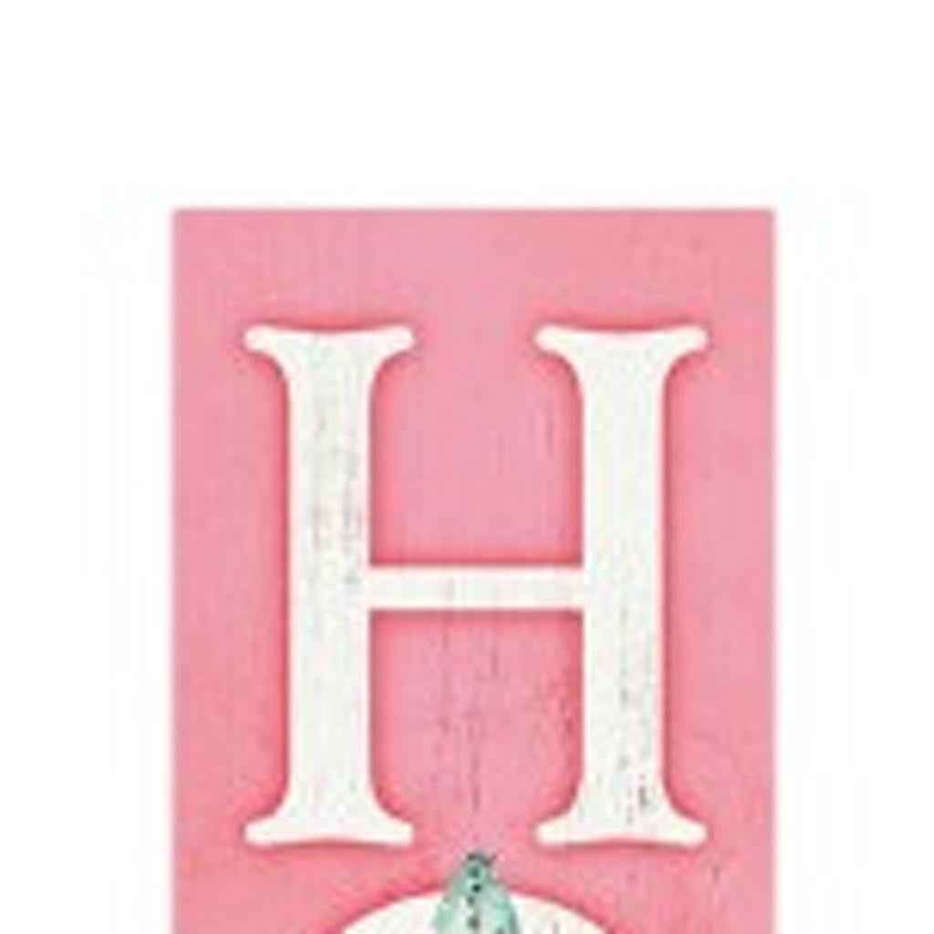 72" Yellow And Pink Solid Wood Porch Sign