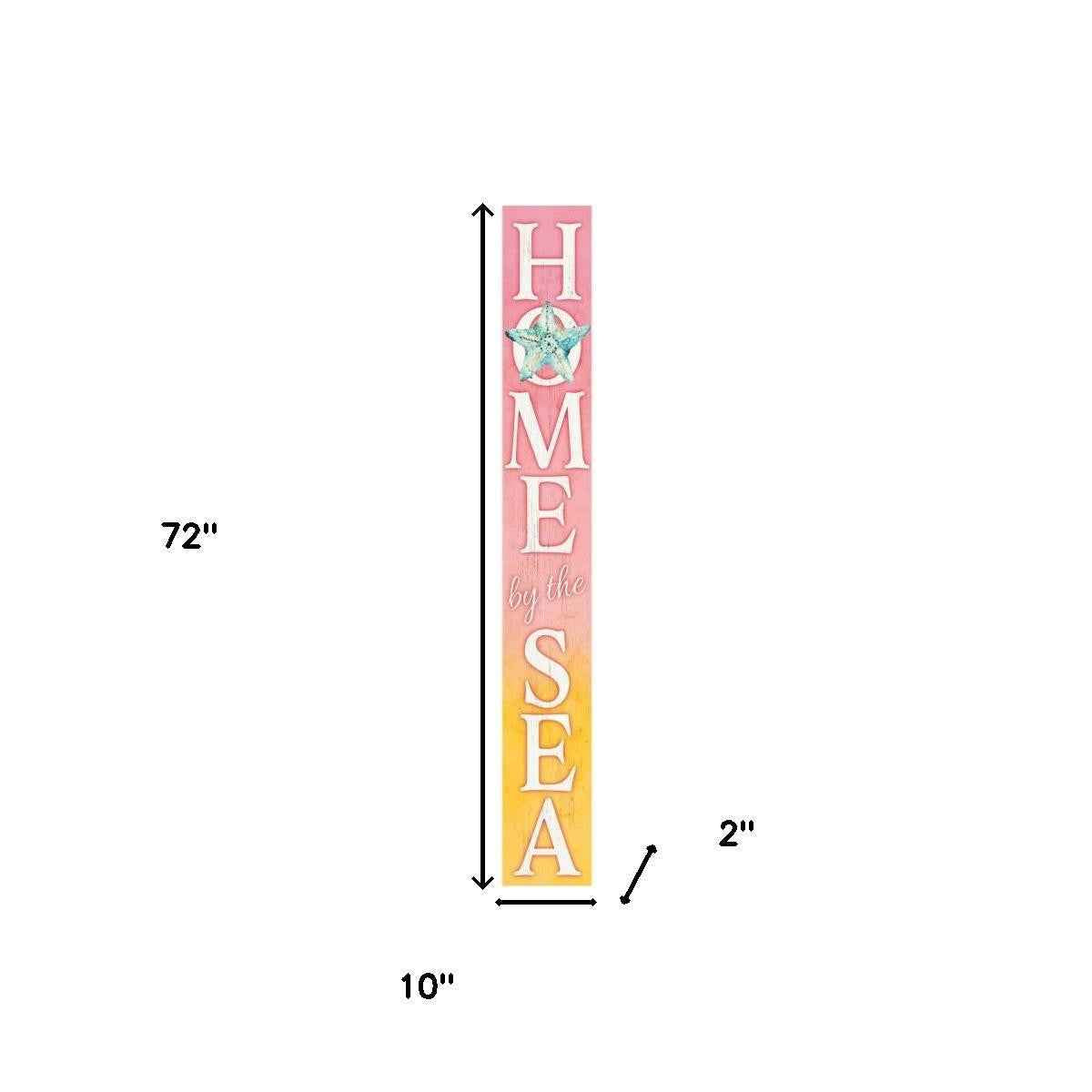 72" Yellow And Pink Solid Wood Porch Sign