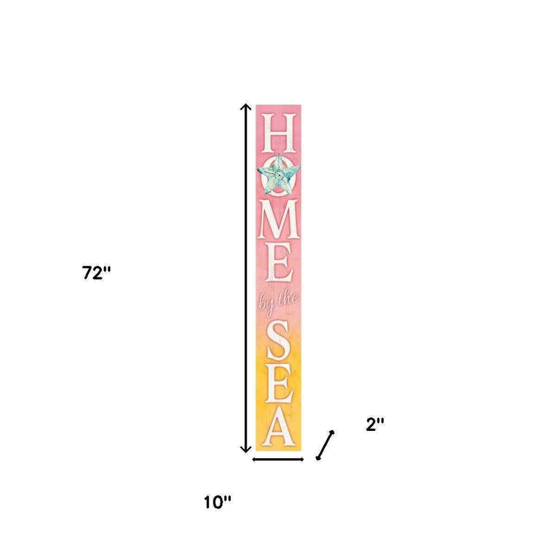 72" Yellow And Pink Solid Wood Porch Sign