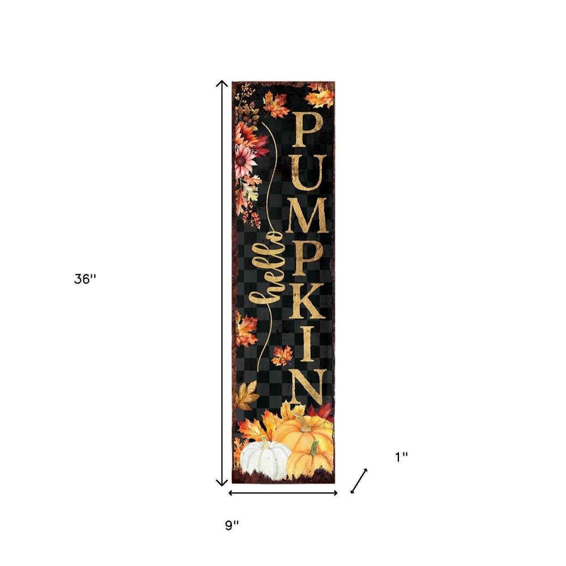 36" Black Gold And Orange Solid Wood Porch Sign