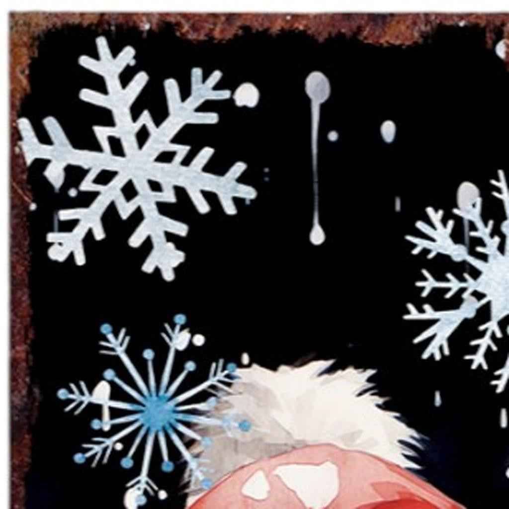 36" Blue White Red And Green Christmas Snowflakes Solid Wood Porch Sign