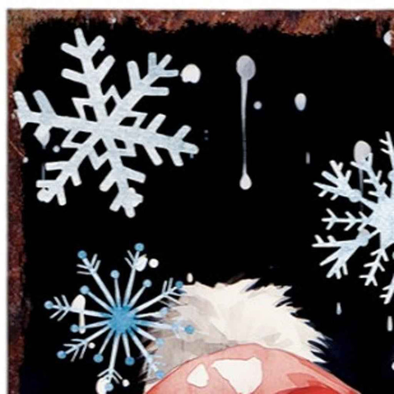 36" Blue White Red And Green Christmas Snowflakes Solid Wood Porch Sign