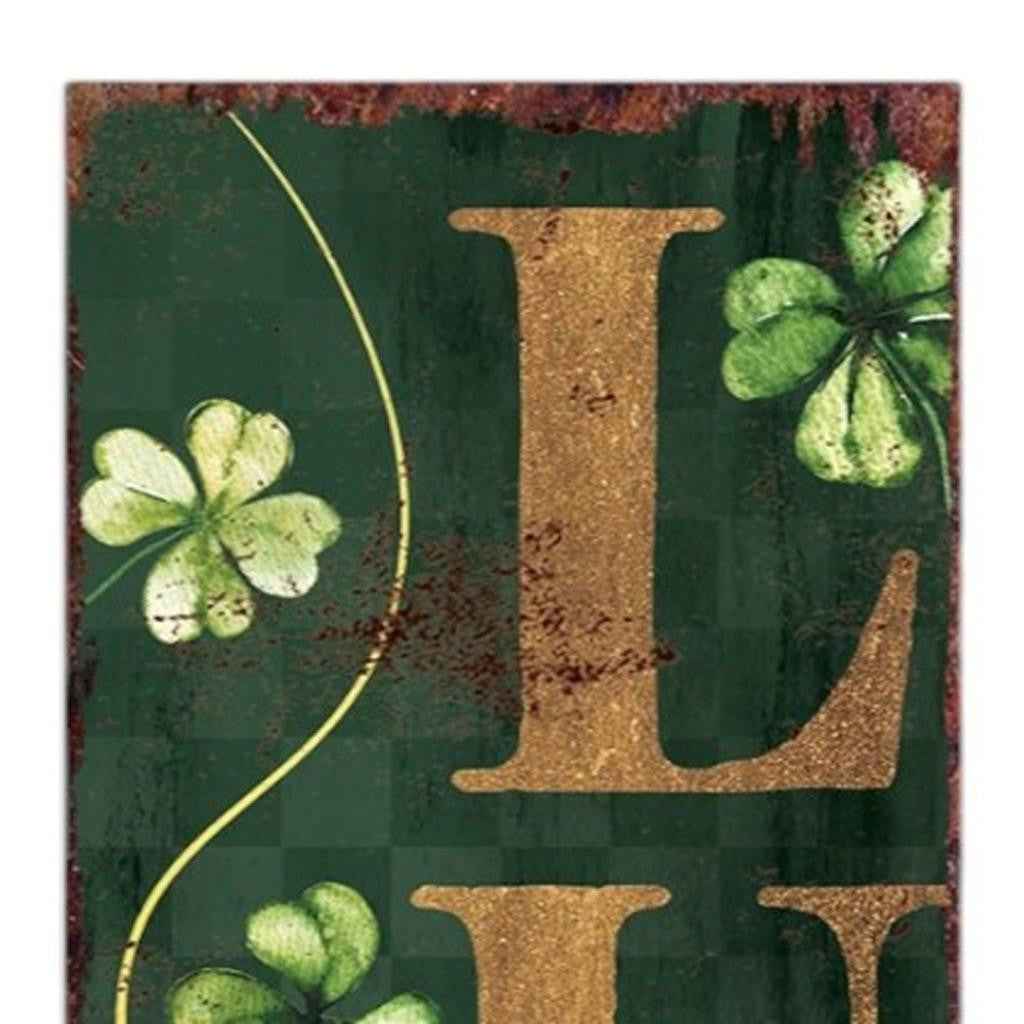 36" Green And Gold Solid Wood Solid Wood So Very Lucky Porch Sign