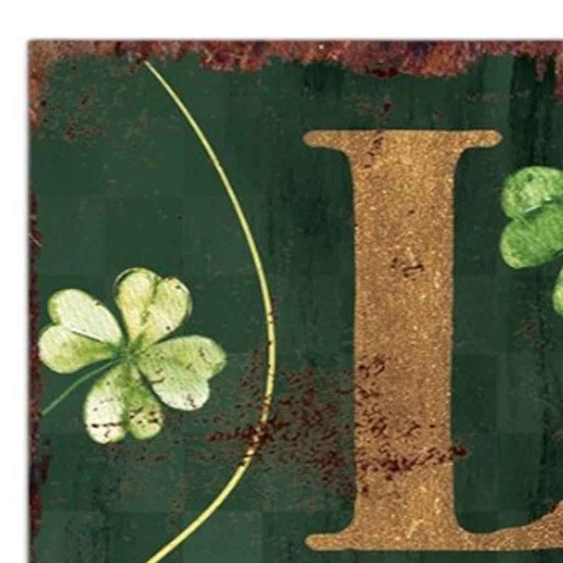 36" Green And Gold Solid Wood Solid Wood So Very Lucky Porch Sign