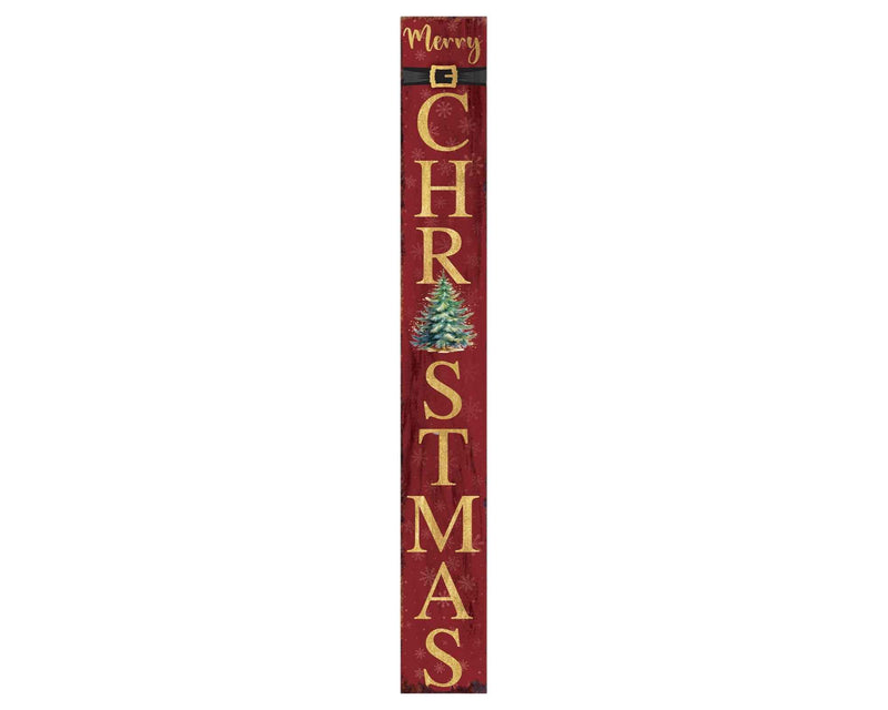 72" Red Gold And Green Christmas Tree Solid Wood Porch Sign