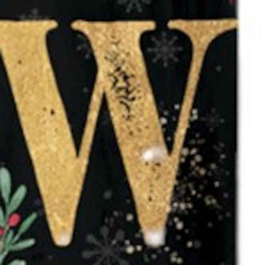 72" Black Gold Red And Green Christmas Poinsettia Solid Wood Porch Sign