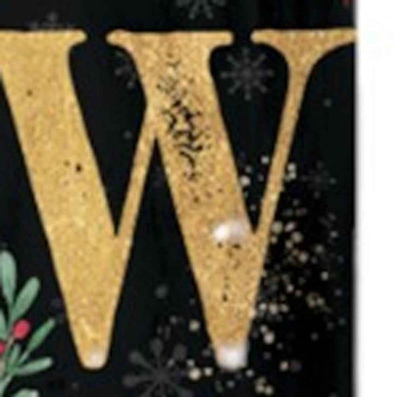 72" Black Gold Red And Green Christmas Poinsettia Solid Wood Porch Sign