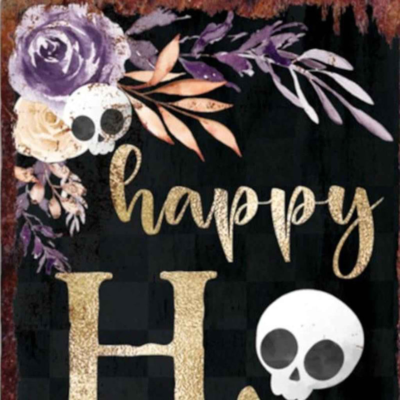 36" Black Gold And Purple Halloween Pumpkin Solid Wood Porch Sign