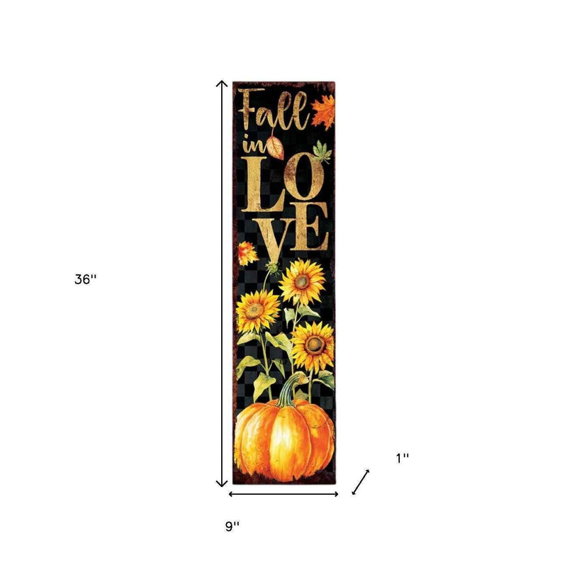 36" Black Gold And Orange Solid Wood Porch Sign