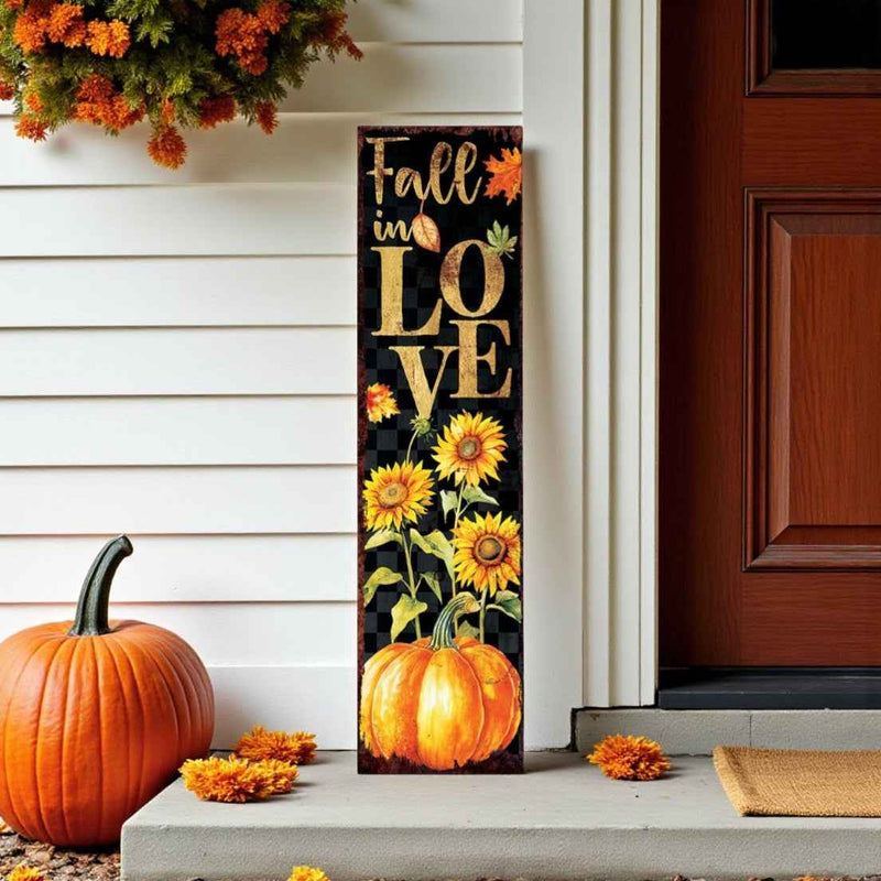 36" Black Gold And Orange Solid Wood Porch Sign