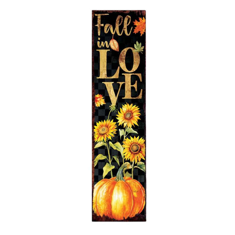 36" Black Gold And Orange Solid Wood Porch Sign