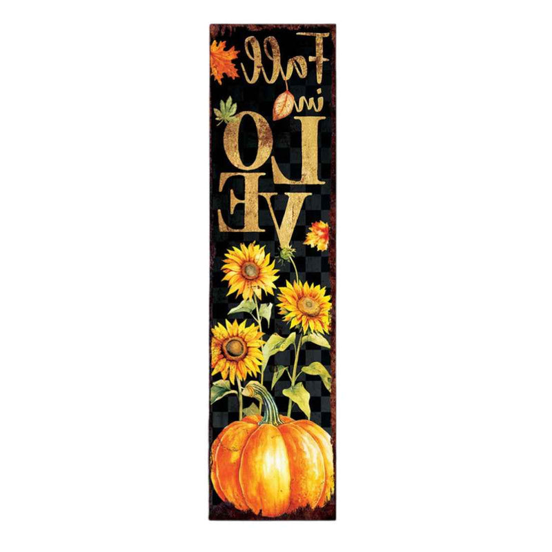 36" Black Gold And Orange Solid Wood Porch Sign