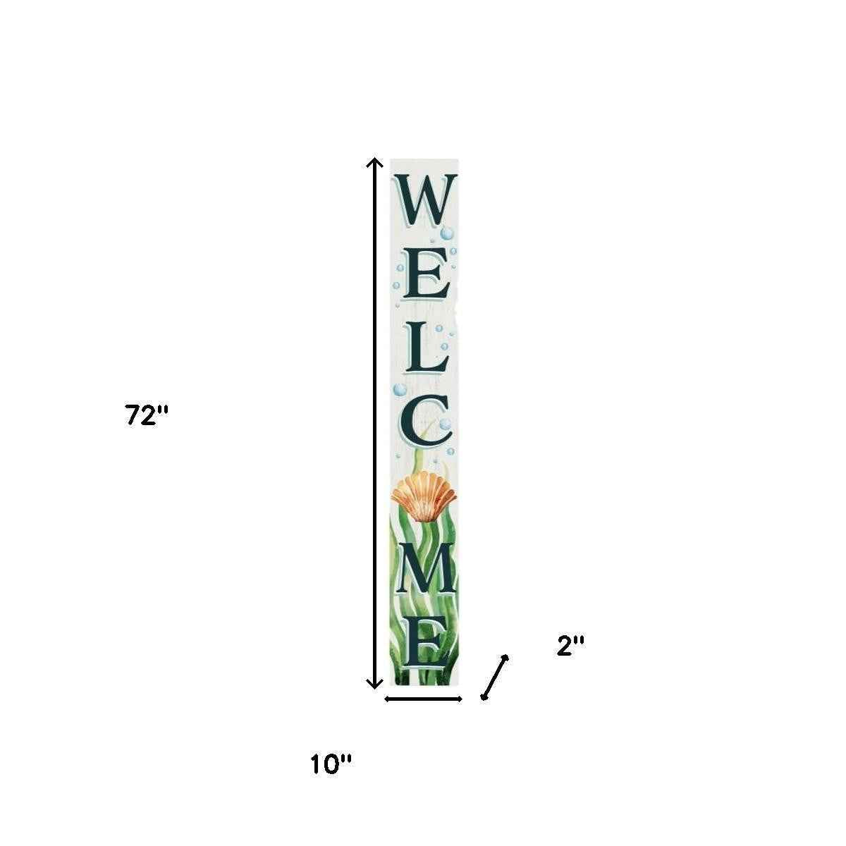 72" Green White And Black Solid Wood Porch Sign
