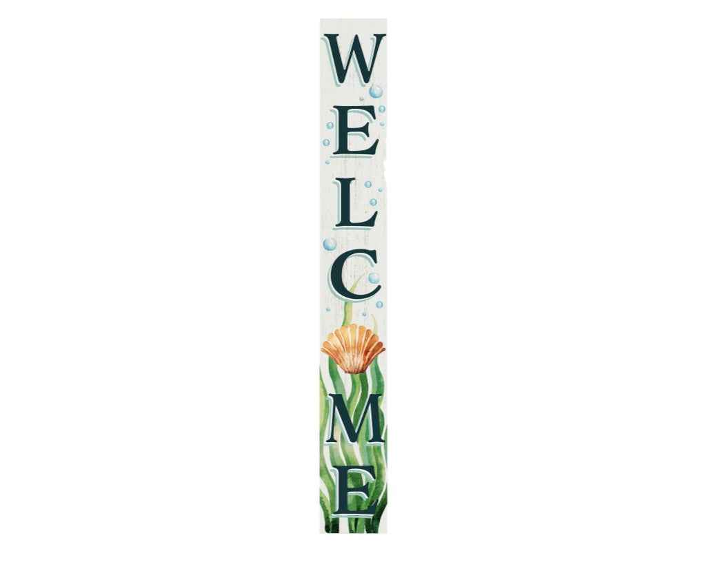 72" Green White And Black Solid Wood Porch Sign