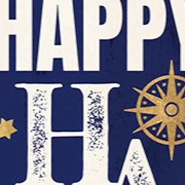 36" Blue White And Gold Hanukkah Tree Solid Wood Porch Sign