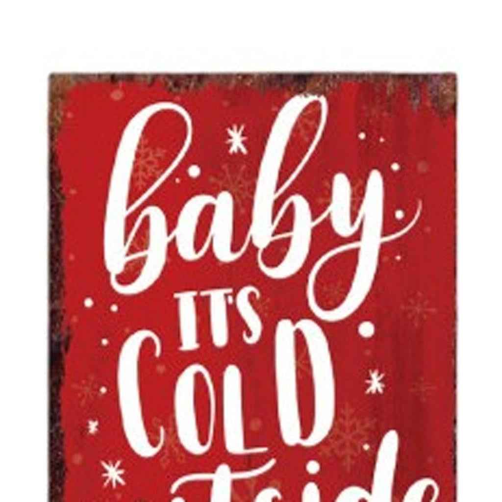 36" Red White And Green Christmas Snowman Solid Wood Porch Sign