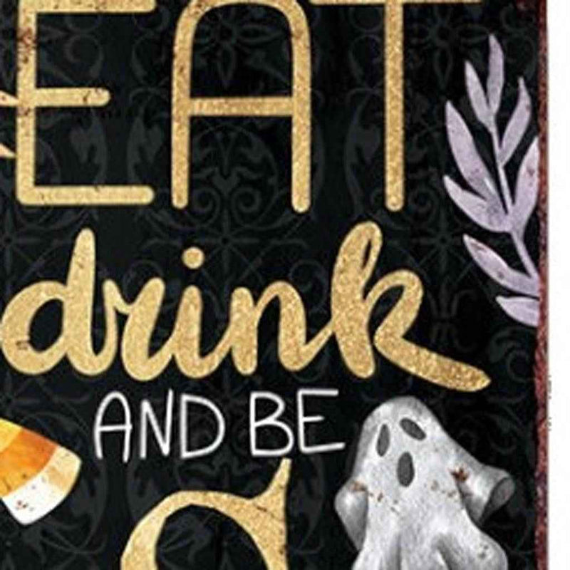 36" Black Gold Orange And Purple Halloween Ghost Solid Wood Porch Sign